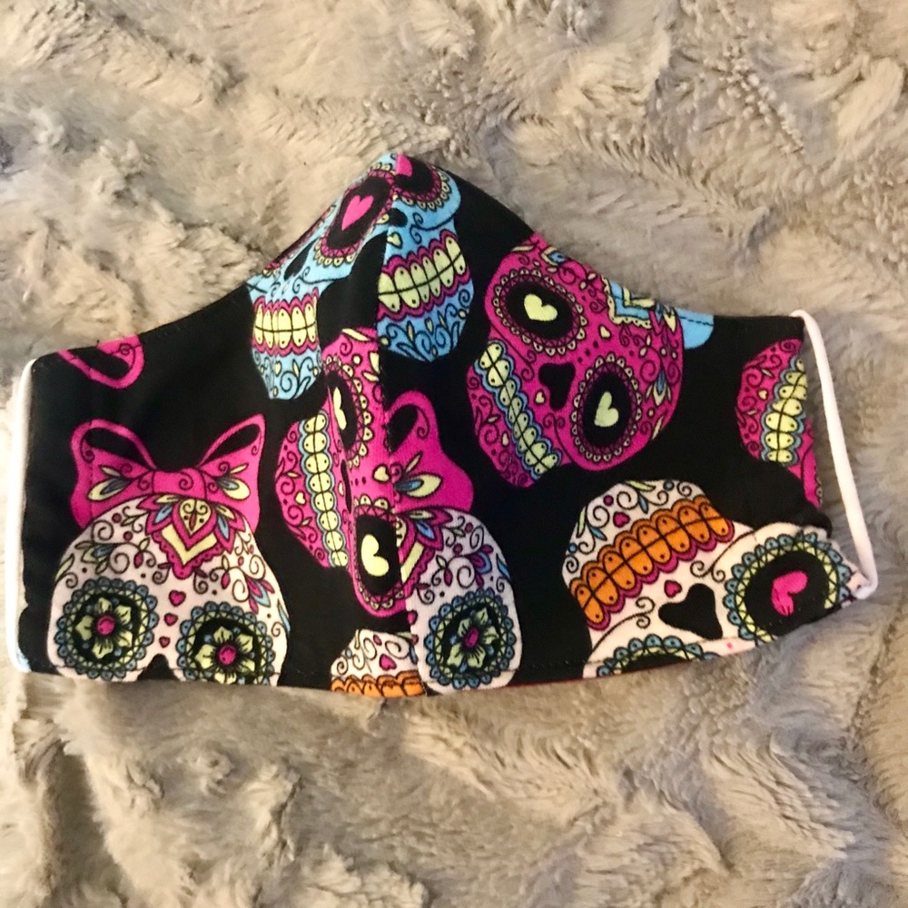 Adult Sugar skull cotton mask with filter pocket